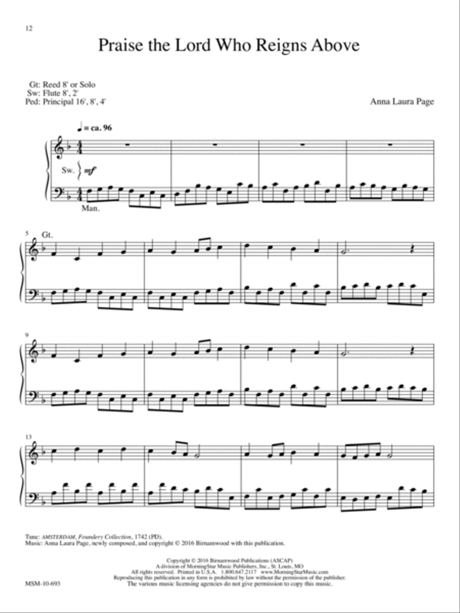 Praise the Lord Who Reigns Above Organ scores gallery preview page 1