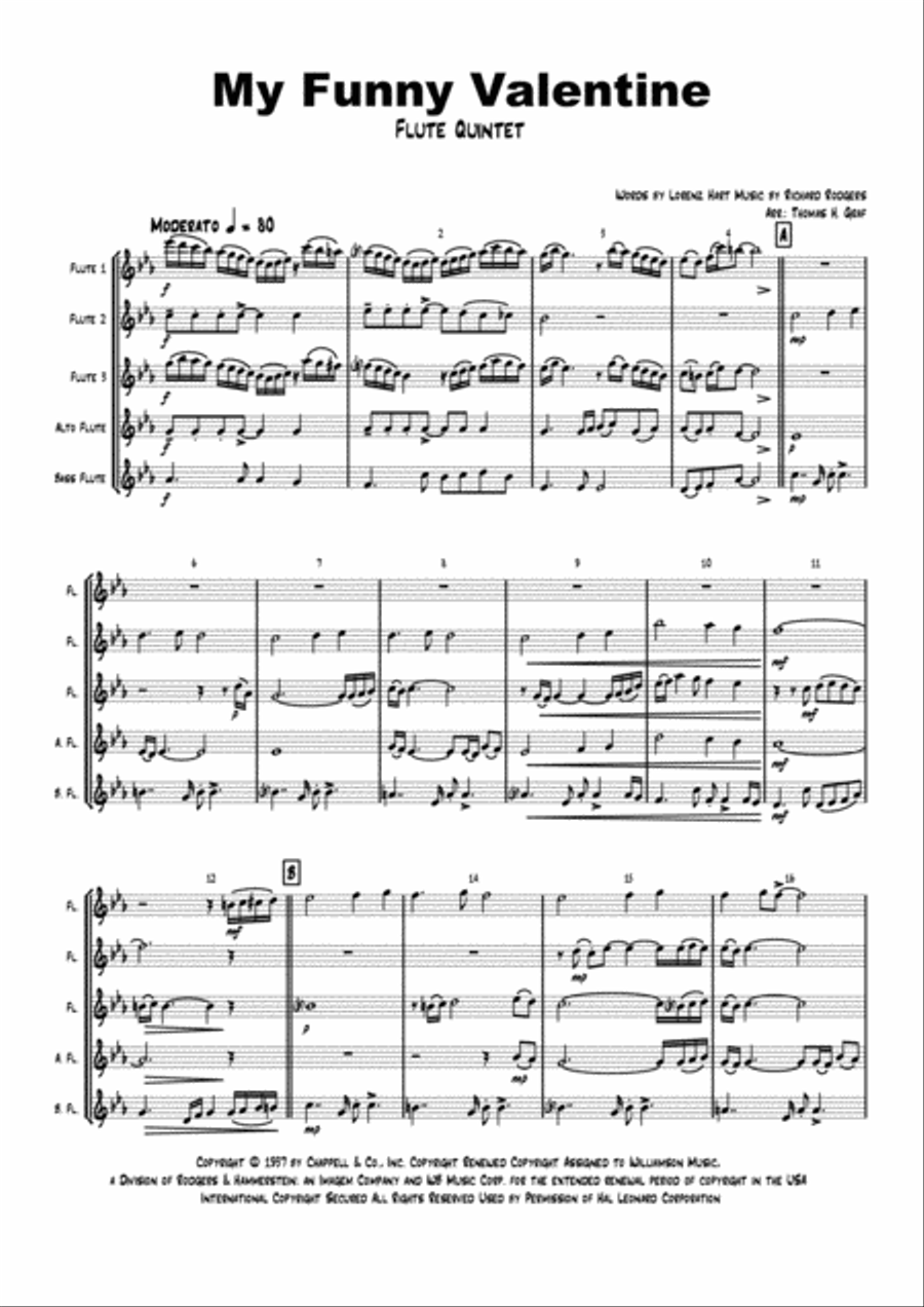 My Funny Valentine Woodwind Quintet scores gallery preview page 1