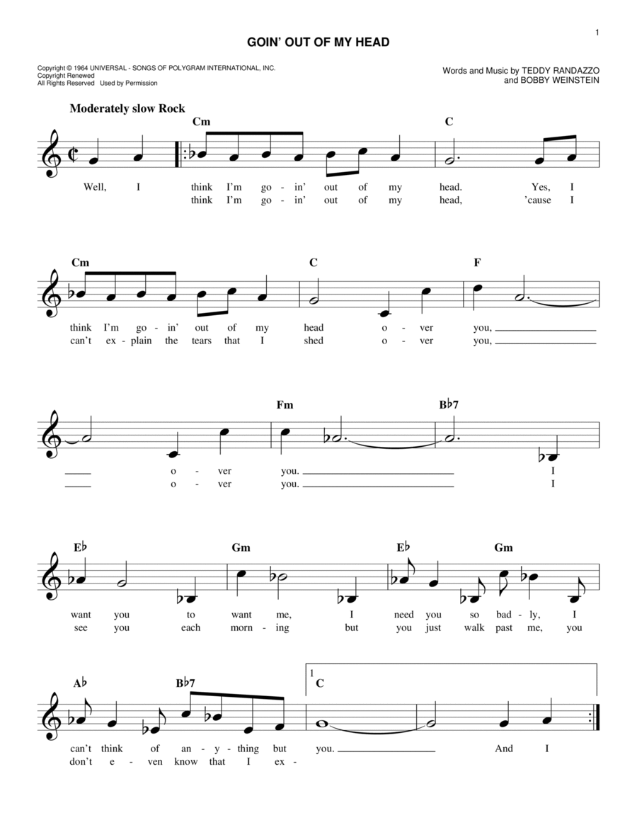 Goin' Out Of My Head Piano scores gallery preview page 1