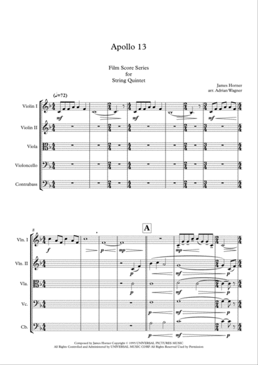 End Credits - Apollo 13 String Quintet scores gallery preview page 3