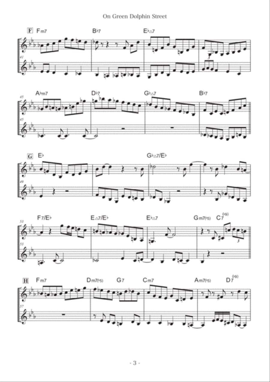 On Green Dolphin Street C Instrument scores gallery preview page 3