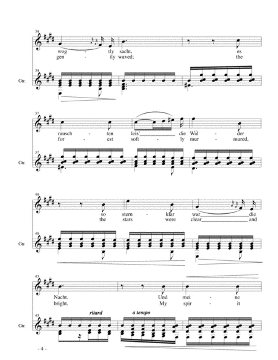 Mondnacht (Robert Schumann) for soprano (or mezzo-soprano, tenor, baritone) and classical guitar Small Ensemble scores gallery preview page 5