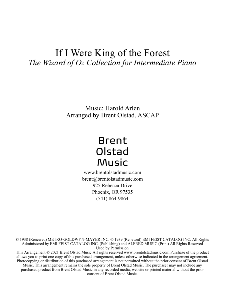 If I Were King Of The Forest Piano Solo scores gallery preview page 1