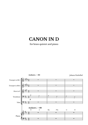 Canon in D for Brass Quintet and Piano with chords
