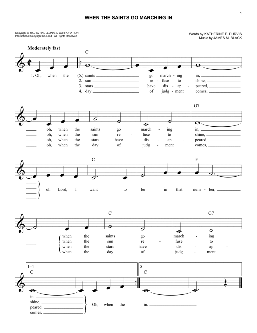When The Saints Go Marching In Guitar scores gallery preview page 1