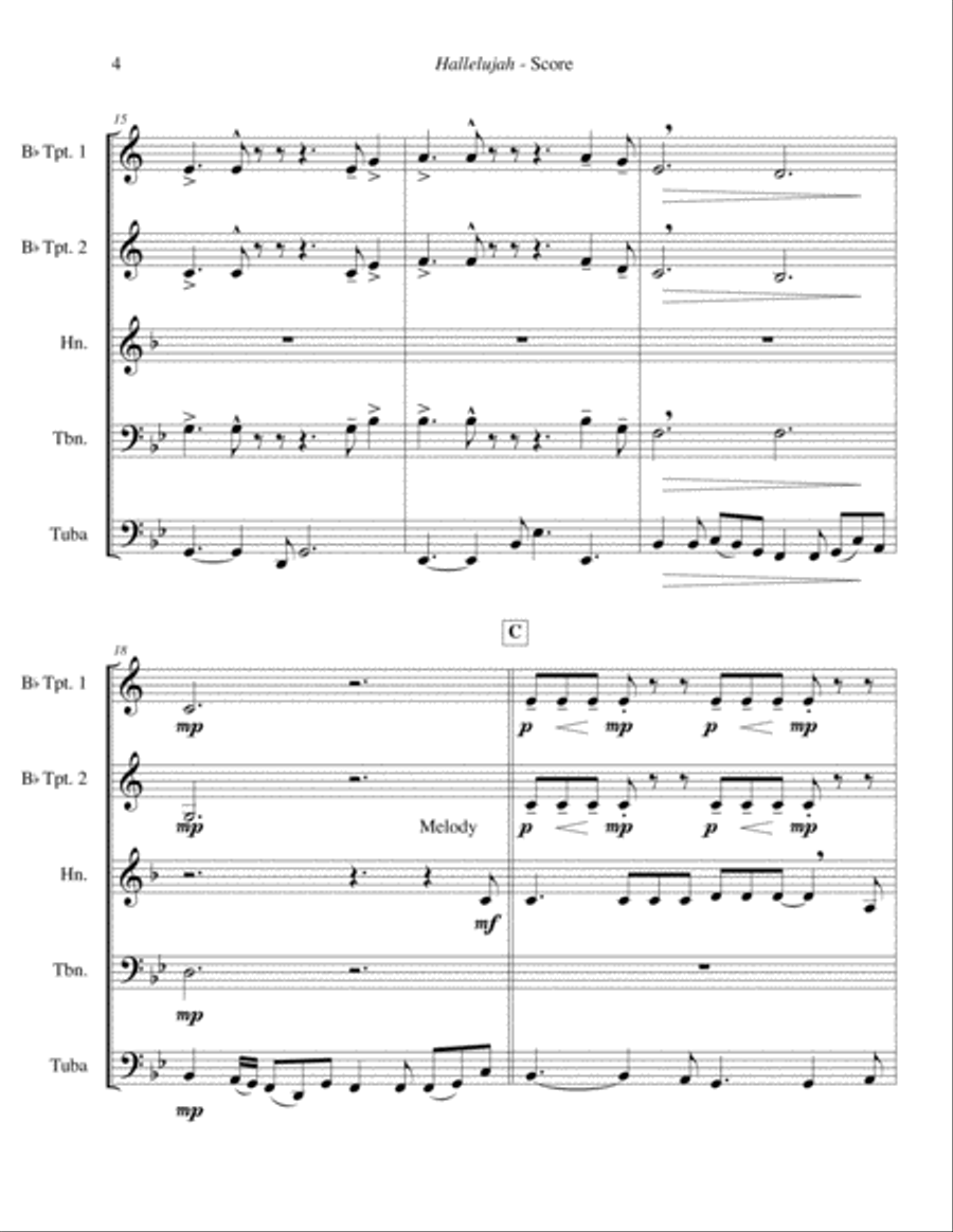Hallelujah Hallelujah Brass Ensemble scores gallery preview page 5