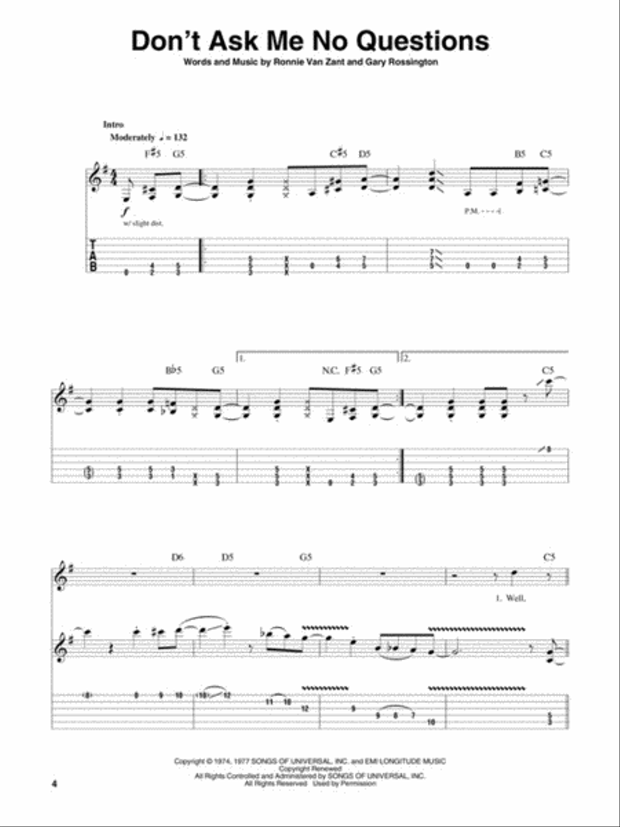Lynyrd Skynyrd Guitar Tablature scores gallery preview page 3