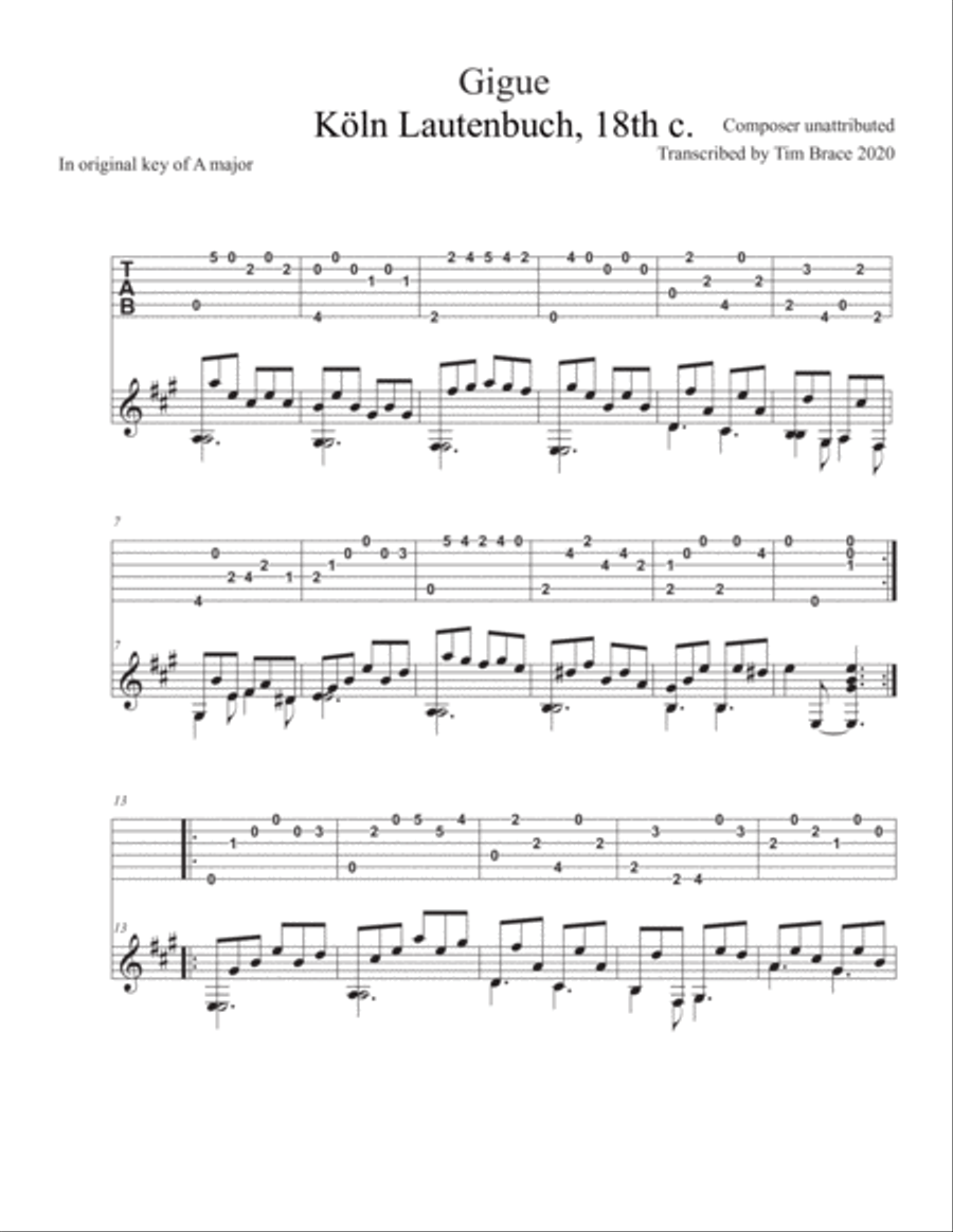 Four Lute Transcriptions for guitar + tab Lute scores gallery preview page 4