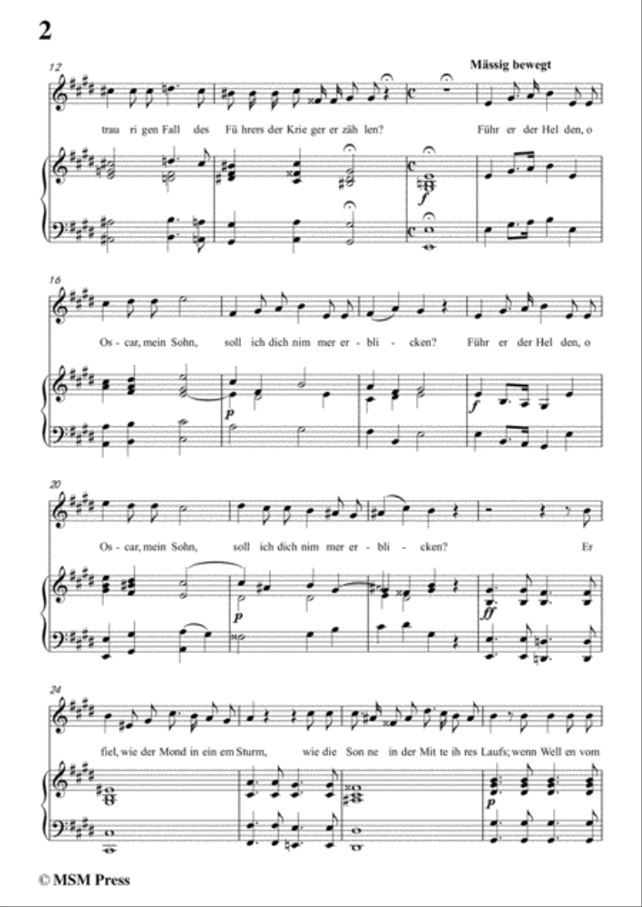 Schubert-Der Tod Oscar's,in E Major,for Voice&Piano Voice scores gallery preview page 4