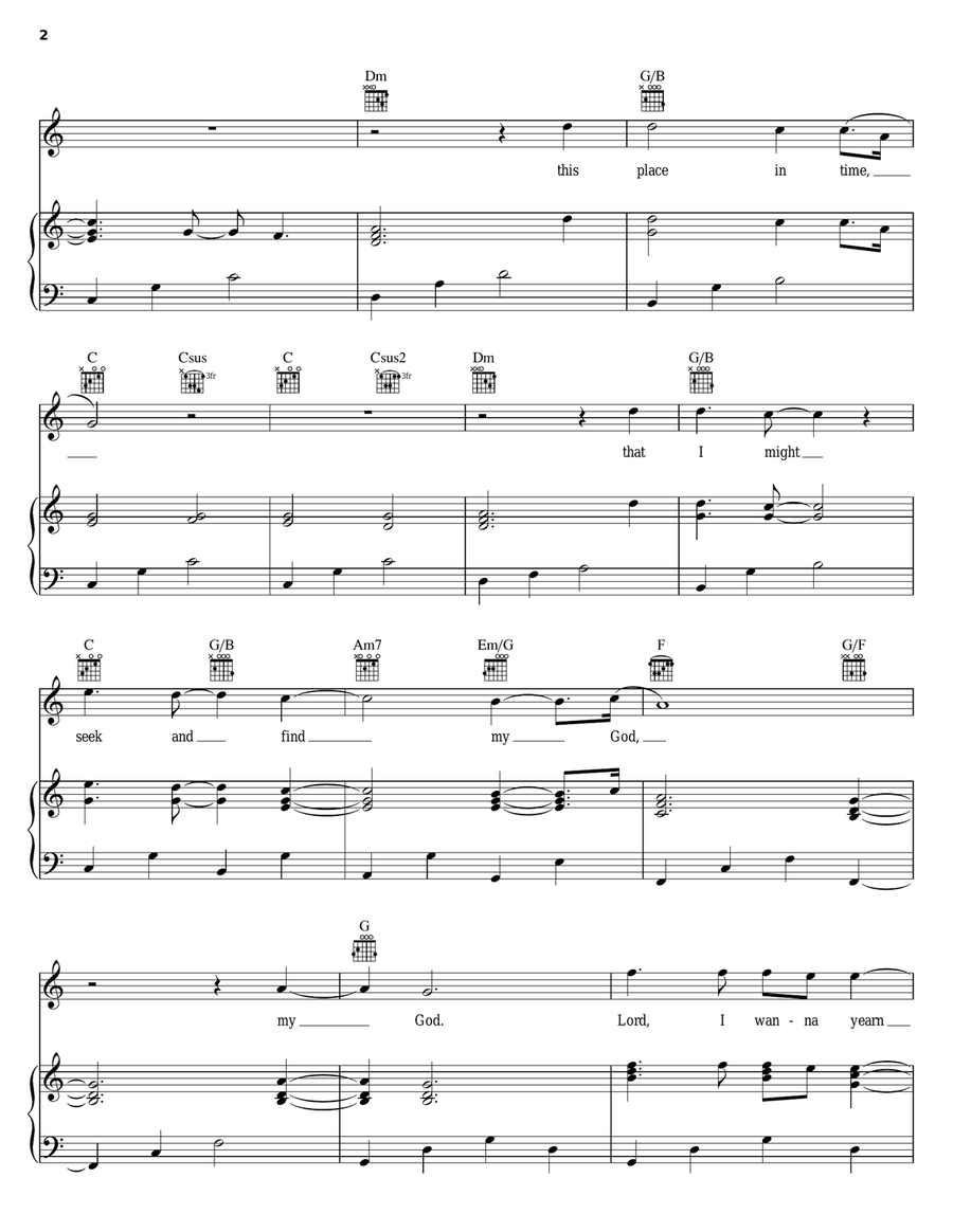Yearn Piano, Vocal, Guitar scores gallery preview page 2