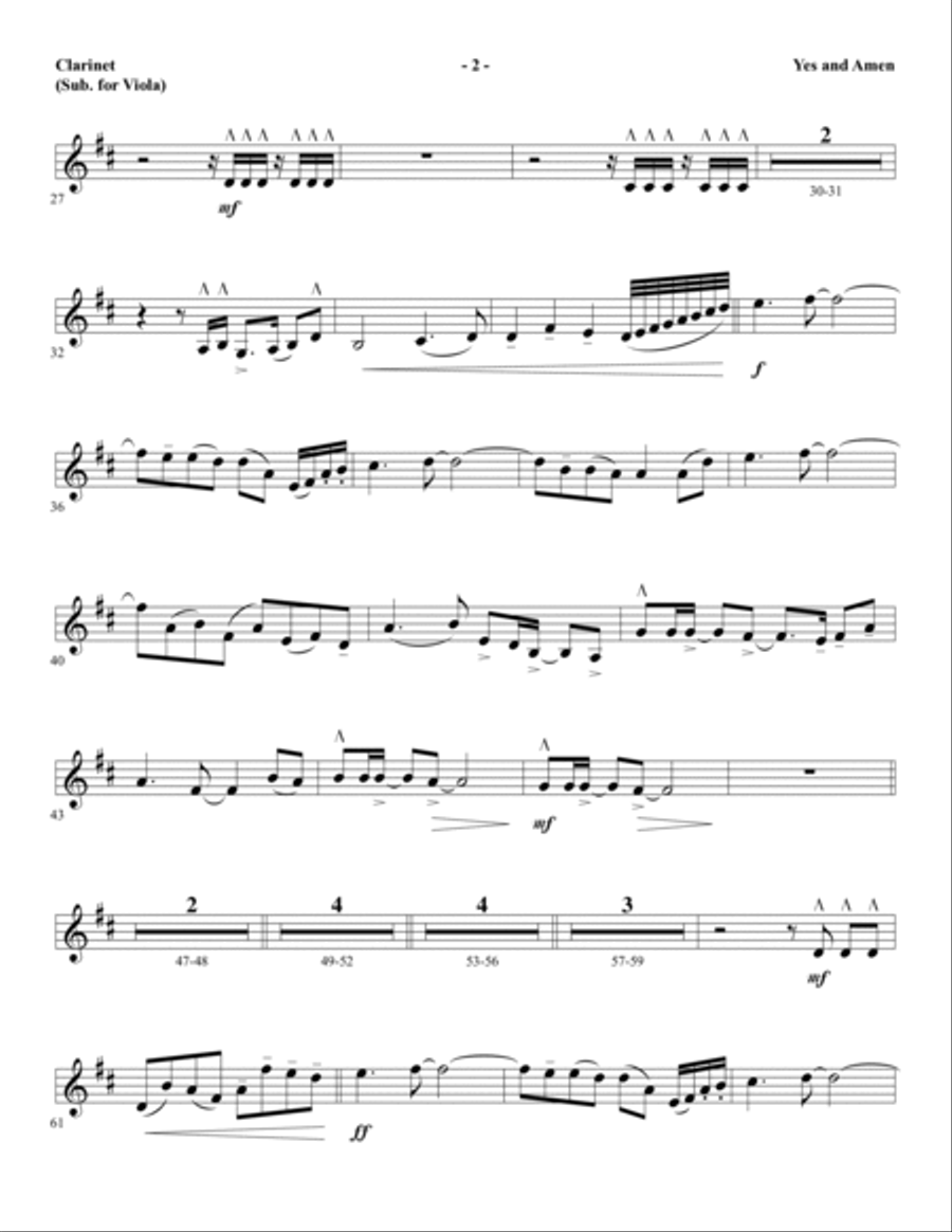 Yes and Amen - Clarinet (sub Viola) Choir scores gallery preview page 2