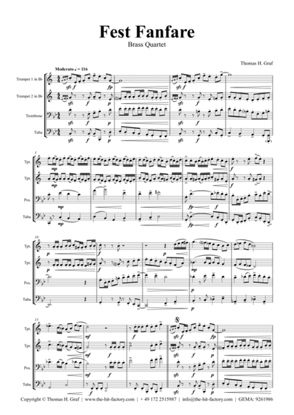 Fest Fanfare - Classical Festive Fanfare - Opener - Brass Quartet image number null