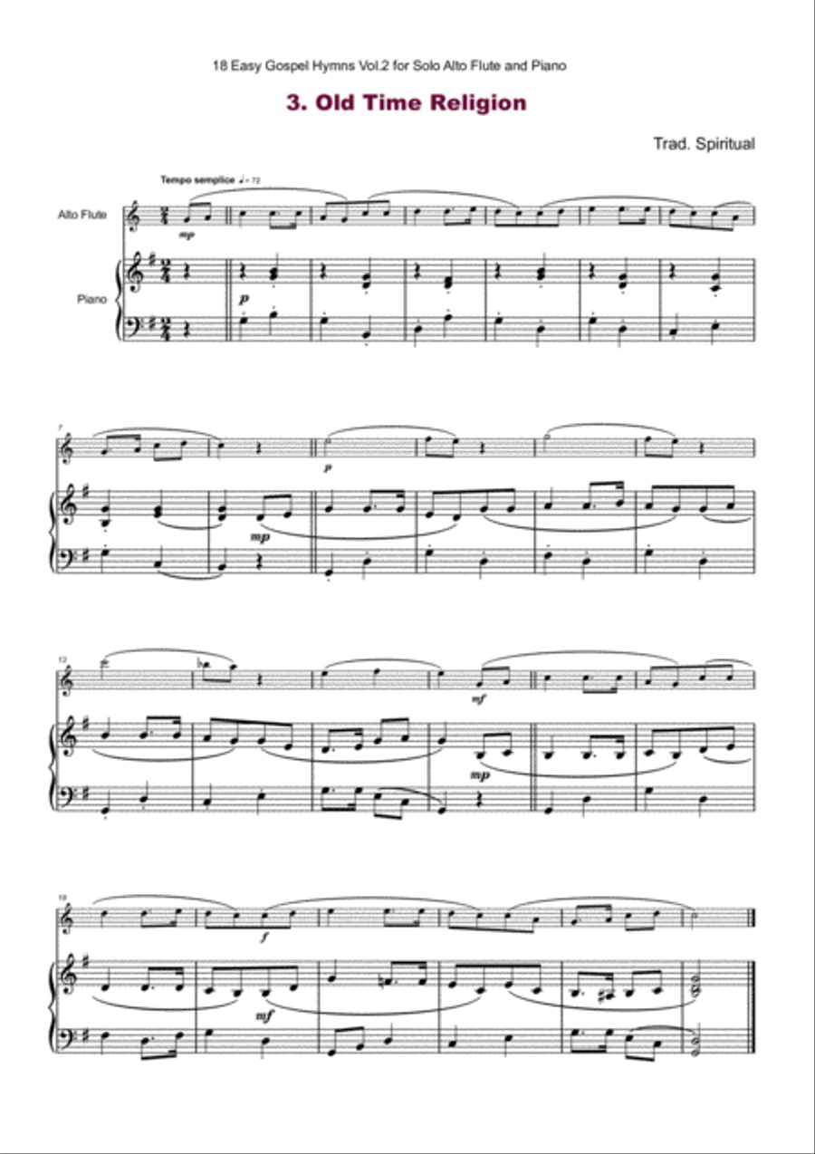 18 Gospel Hymns Vol.2 for Solo Alto Flute and Piano