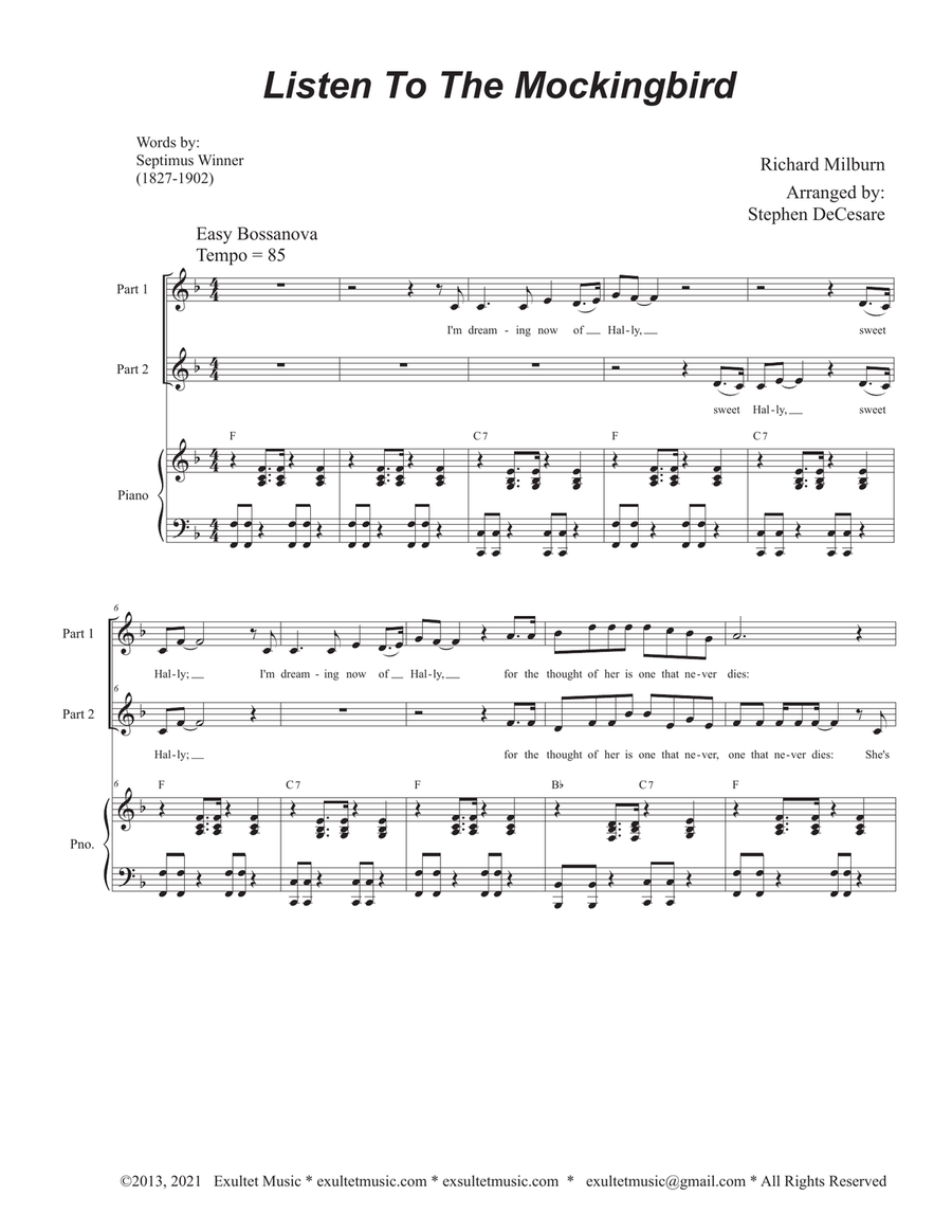 Listen To The Mockingbird (2-part choir)