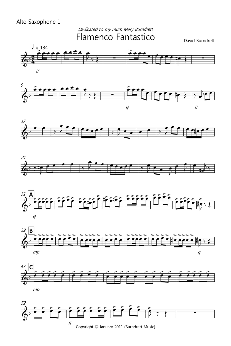 flamenco Fantastico for Saxophone Quintet Saxophone Quintet scores gallery preview page 6