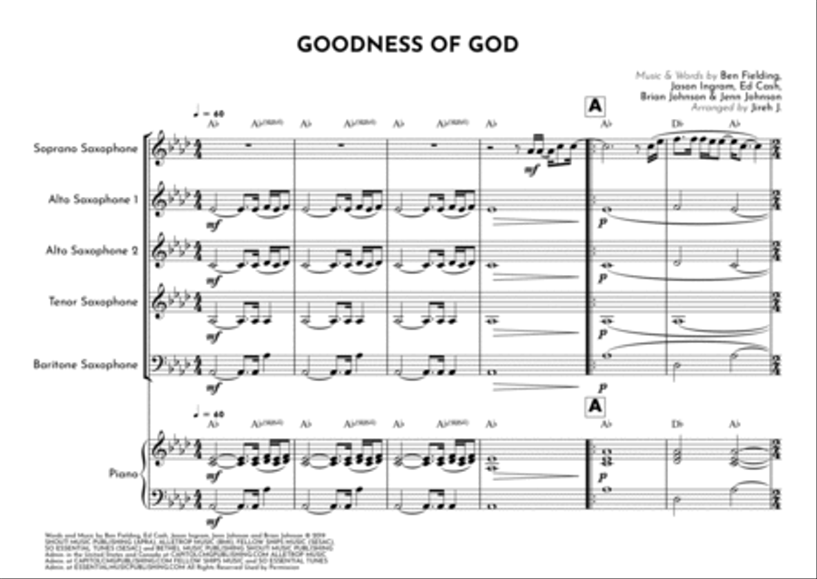 Goodness Of God Goodness Of God Saxophone Quintet scores gallery preview page 2