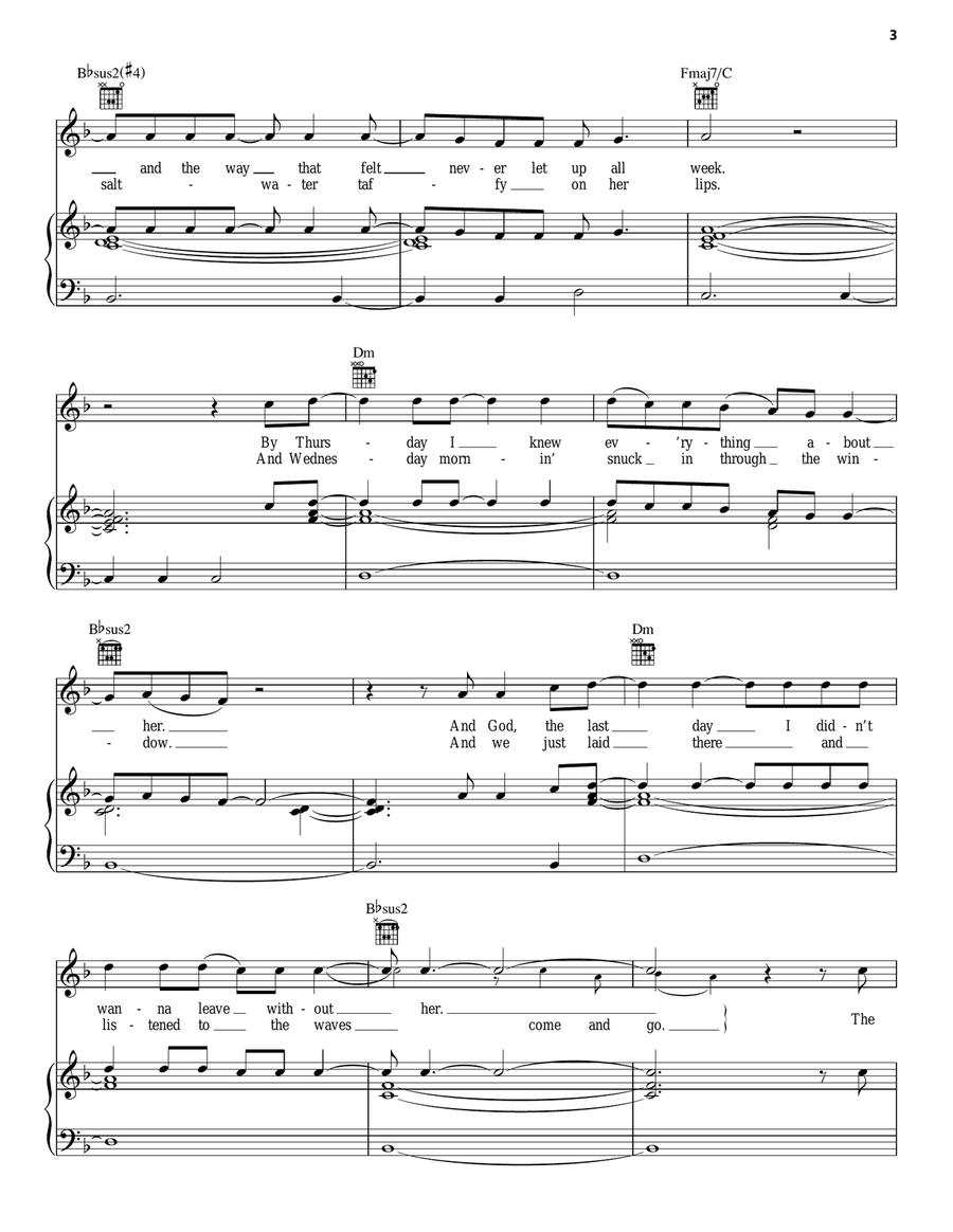 Seven Days (7 Days 1000 Times) Piano, Vocal, Guitar scores gallery preview page 3
