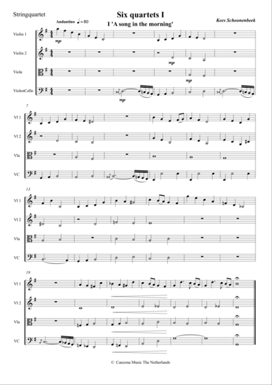 Six small String Quartets String Quartet scores gallery preview page 1