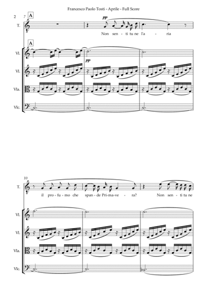 Aprile - High Voice and String Quintet - Full Score and Parts Set image number null