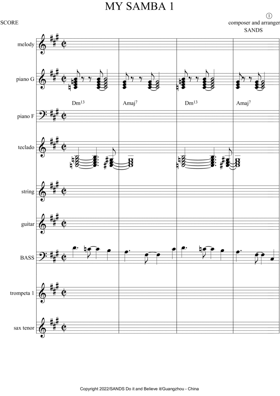 MY SAMBA #1 (to students) Jazz Ensemble scores gallery preview page 1