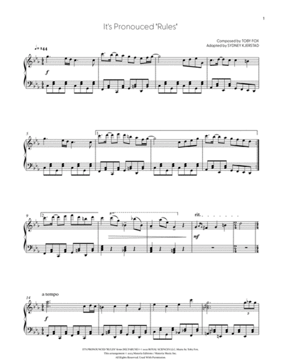 It's Pronounced "Rules" (DELTARUNE Chapter 2 - Piano Sheet Music)