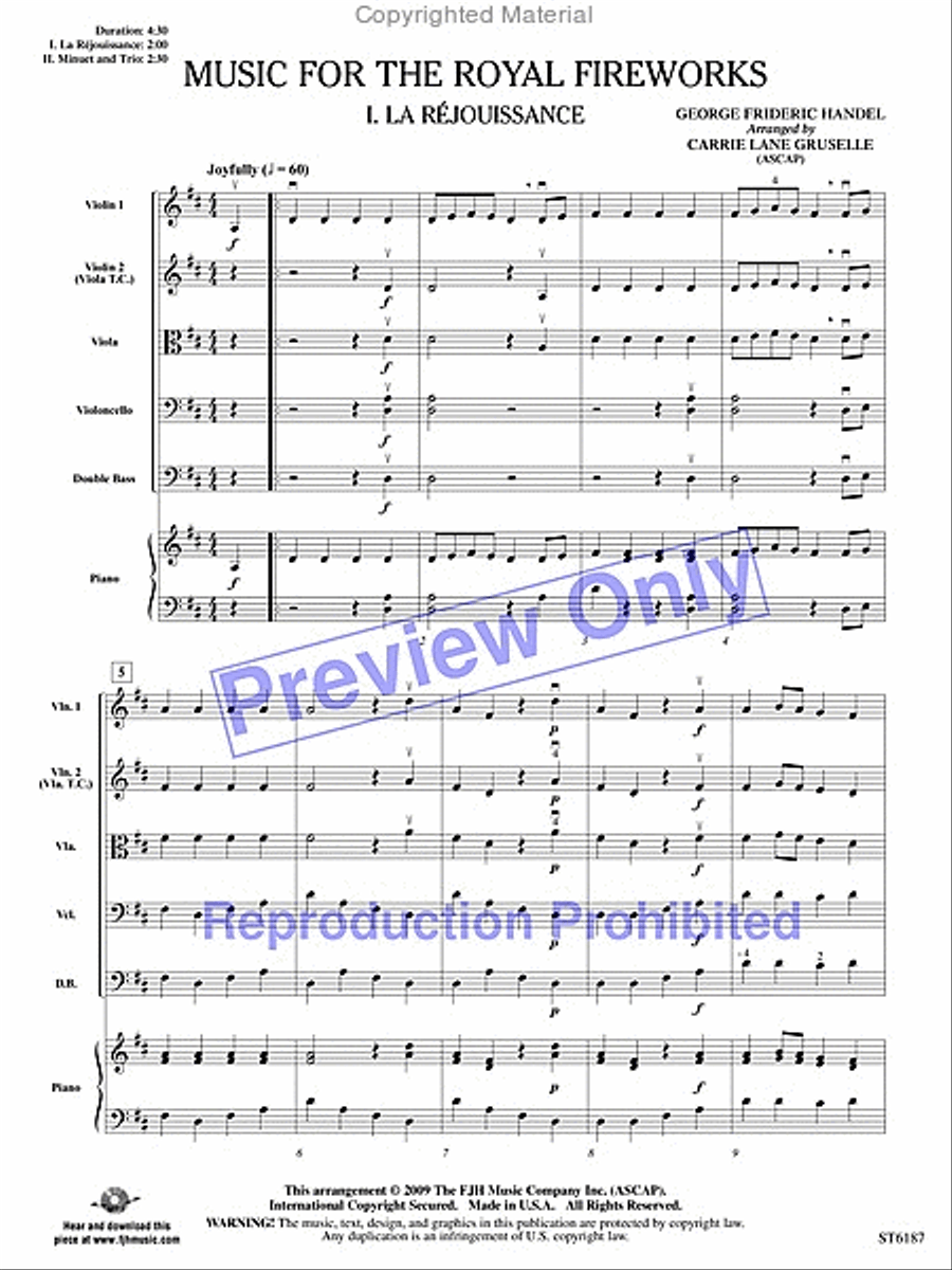 Music for the Royal Fireworks String Orchestra scores gallery preview page 2