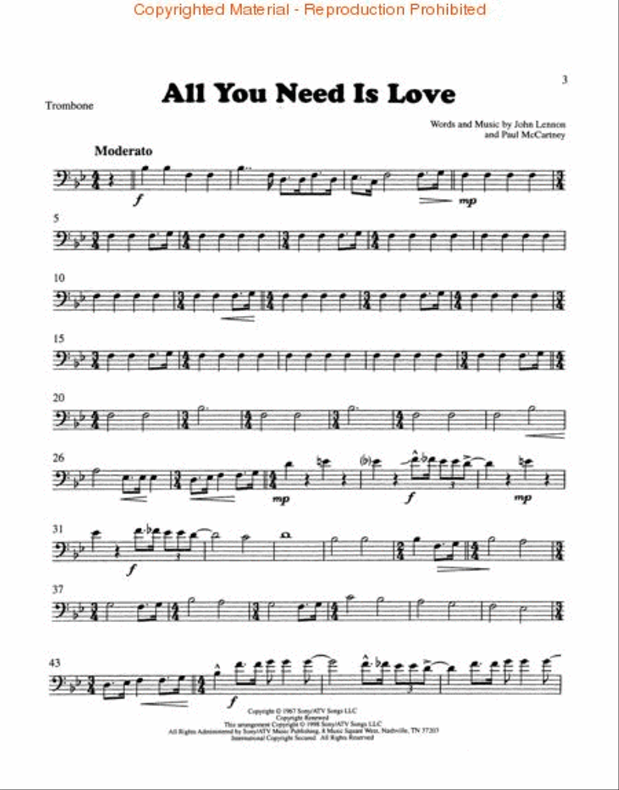 All You Need Is Love Brass Quintet scores gallery preview page 2