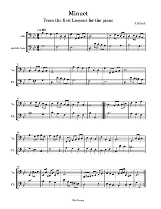 Book cover for Minuet for cello and double bass duet