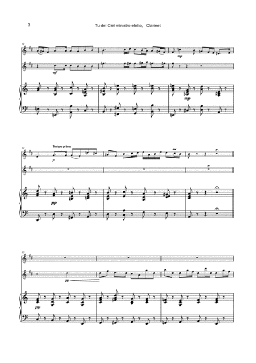 Tu del ciel ministro eletto, Aria by G F Handel, for Two Clarinets and Piano Clarinet Duet scores gallery preview page 4