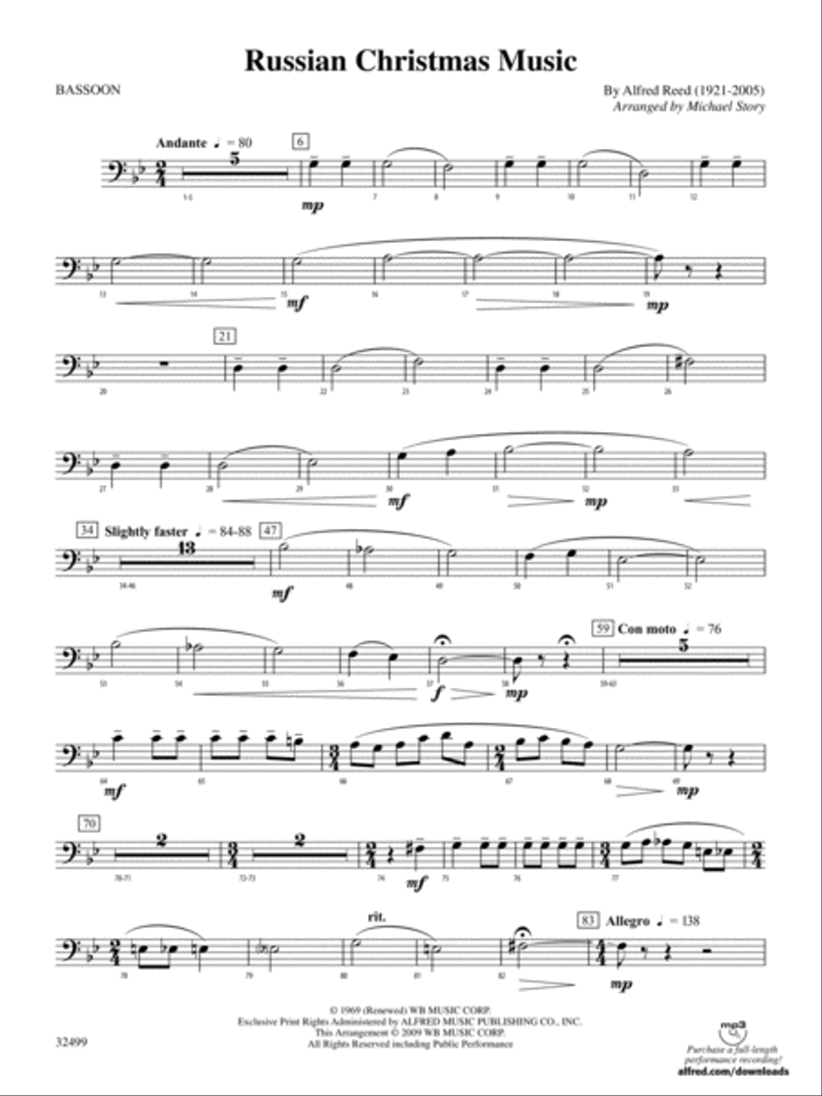 Russian Christmas Music: Bassoon Concert Band scores gallery preview page 1