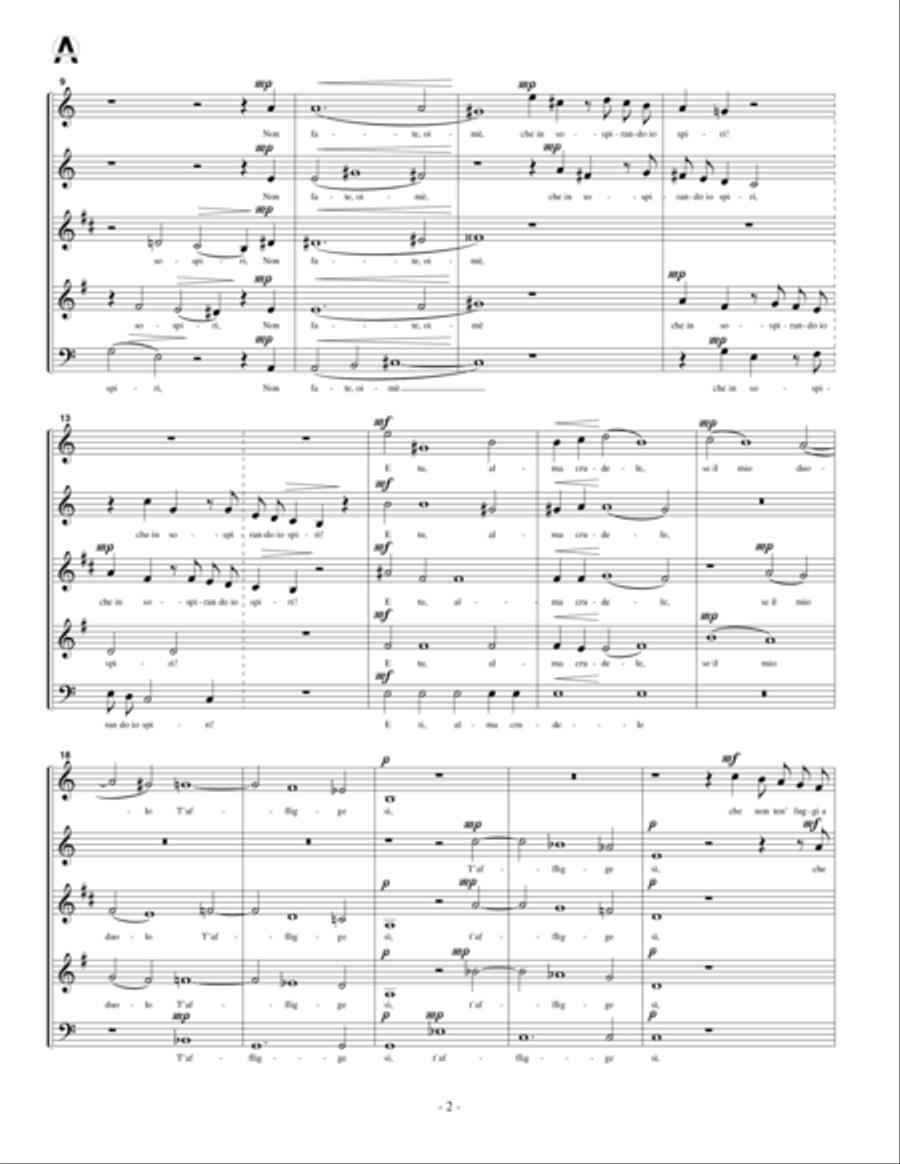 Mille volte il dì moro (for woodwind quintet) Woodwind Quintet scores gallery preview page 4