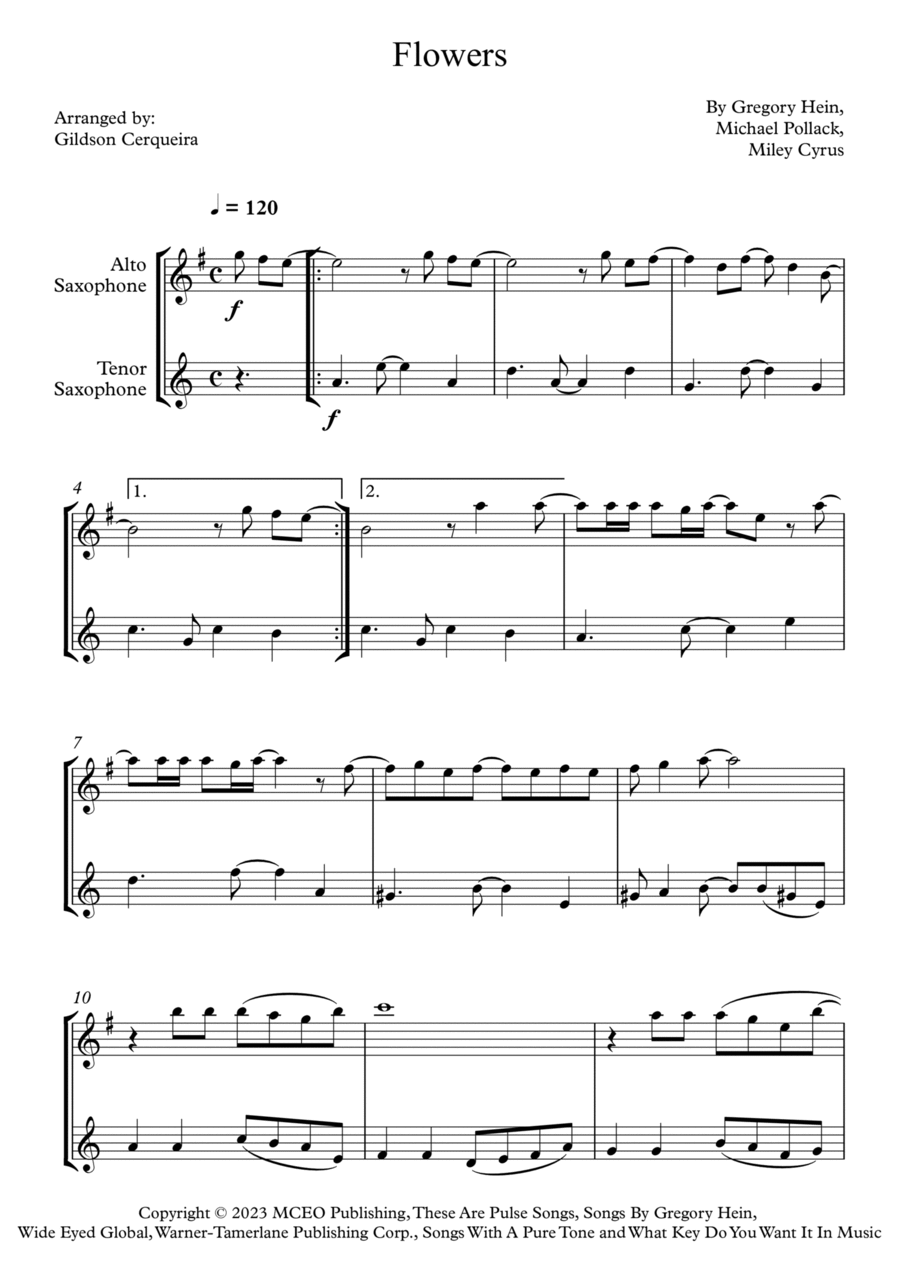 Flowers Flowers Woodwind Duet scores gallery preview page 1