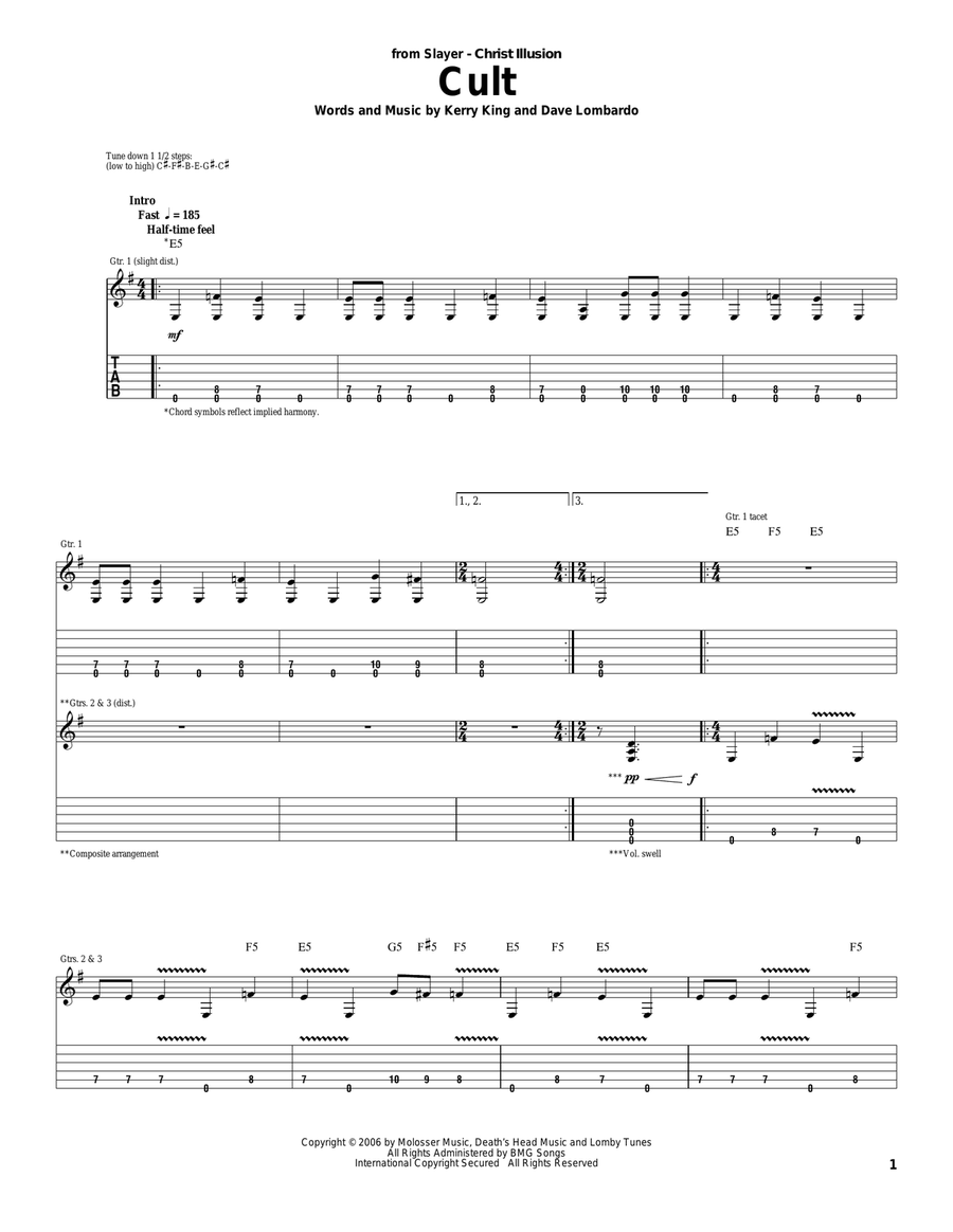 Cult Cult Electric Guitar scores gallery preview page 1