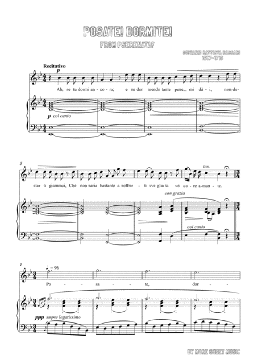 Bassani-Posate! Dormite! in B flat Major,for voice and piano