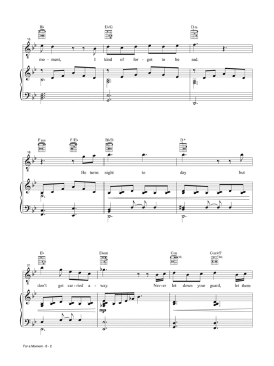 For a Moment (from Wonka) Piano, Vocal, Guitar scores gallery preview page 2