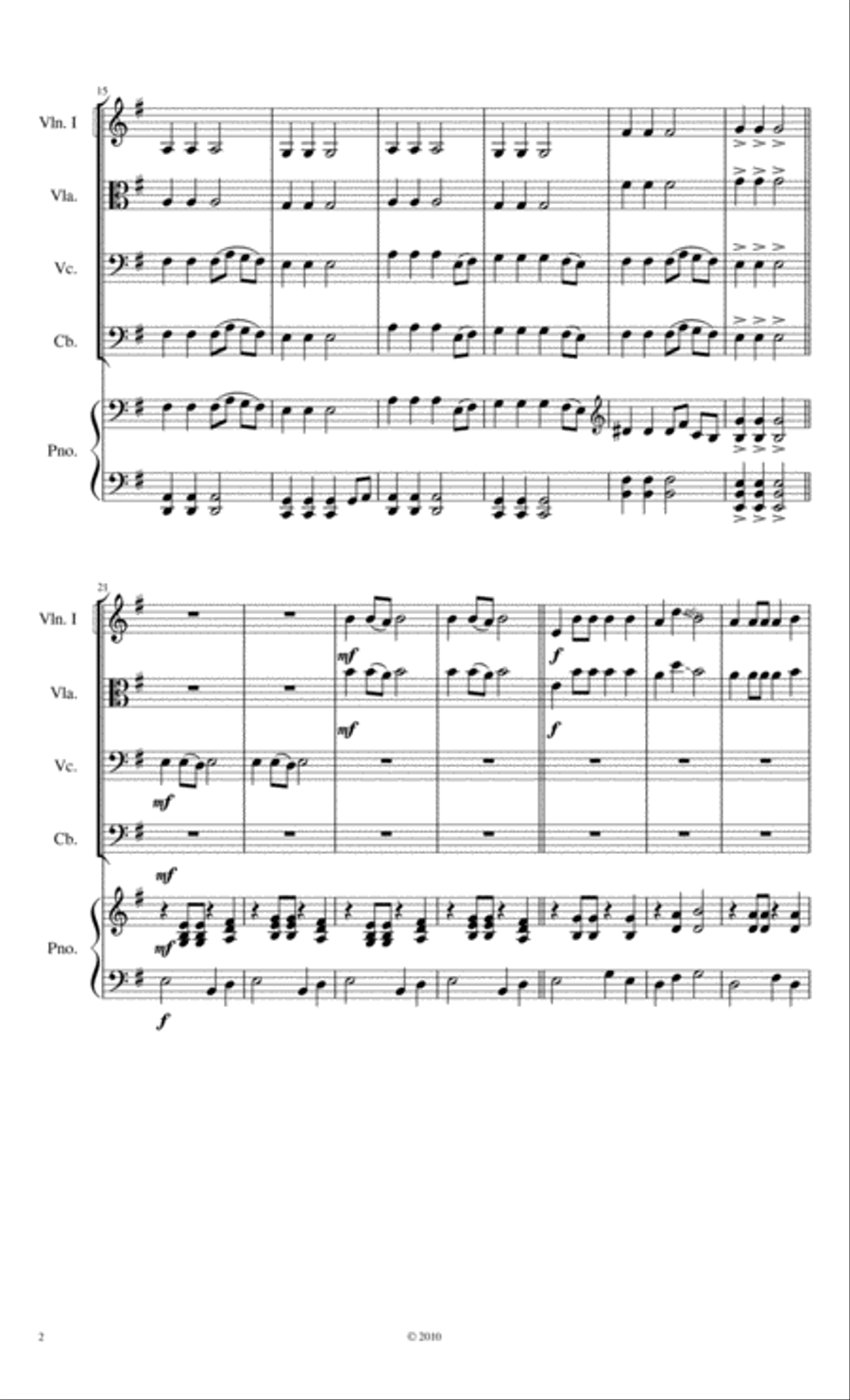 WaHaHa WaHaHa Piano Quintet scores gallery preview page 2