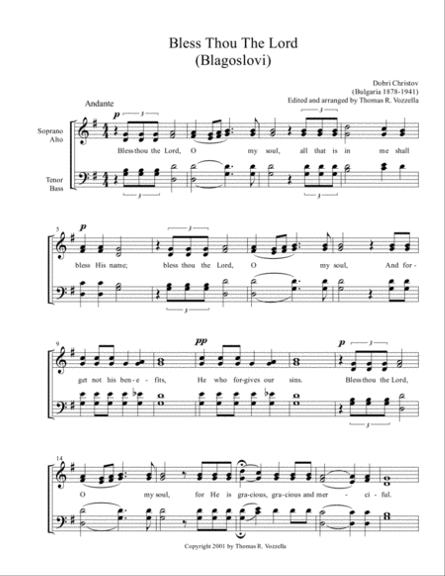 Bless Thou the Lord (Psalm 103) 4-Part scores gallery preview page 1
