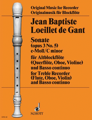 Loeillet Sonate Op3/5 Cmin Tre.rec Bc