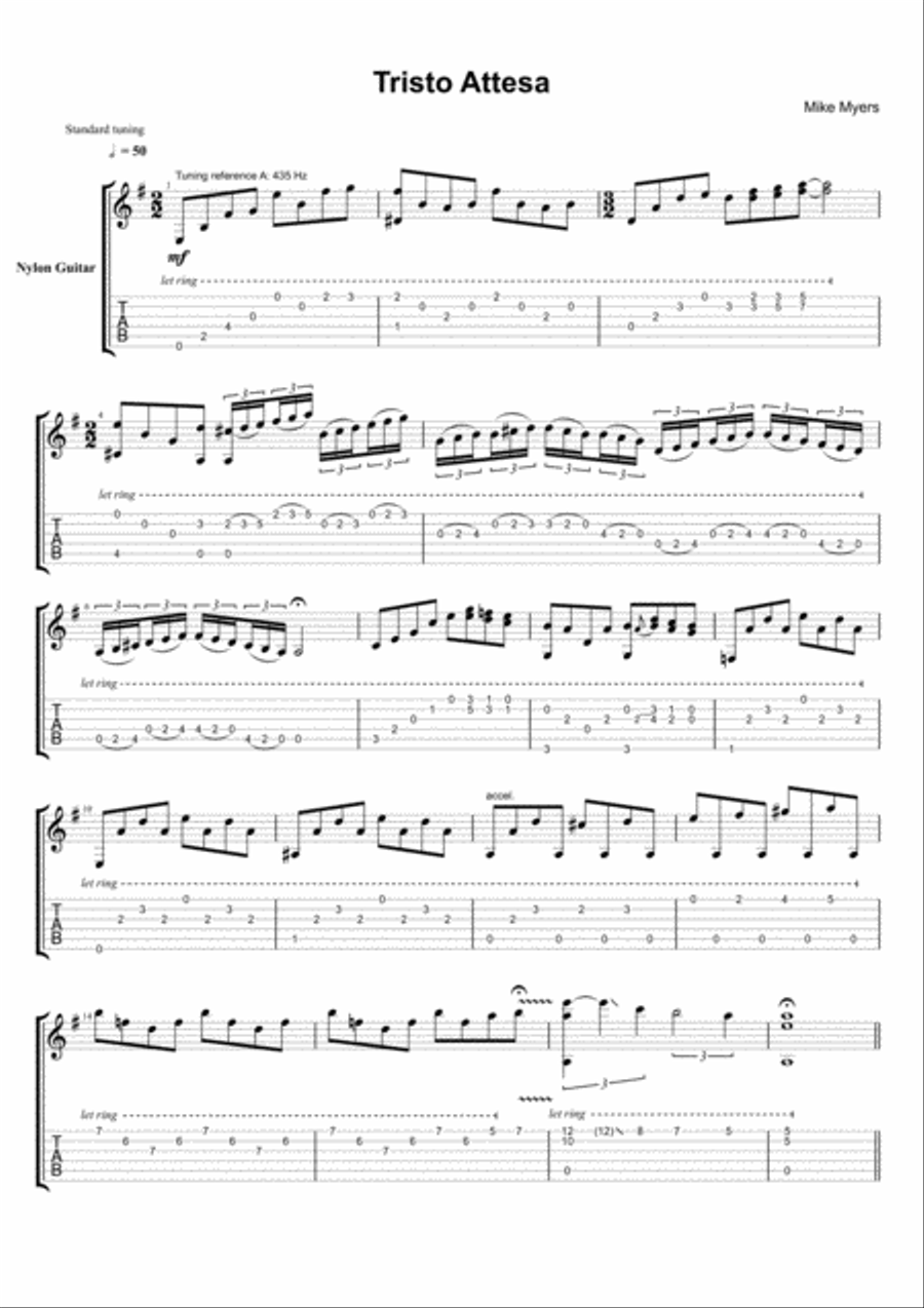 Tristo Attesa Acoustic Guitar scores gallery preview page 1