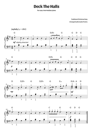 Deck The Halls (easy-intermediate piano – G major)