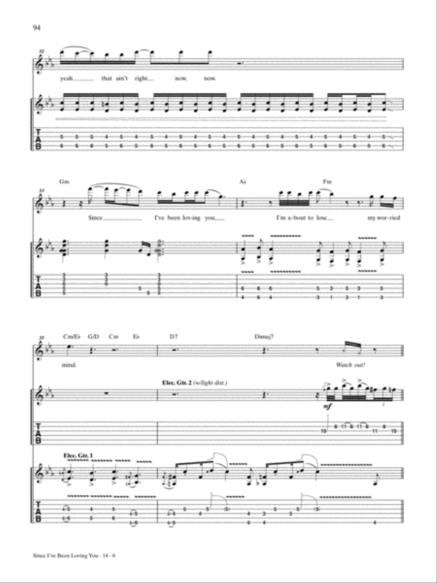 Since I've Been Loving You Guitar Tablature scores gallery preview page 6