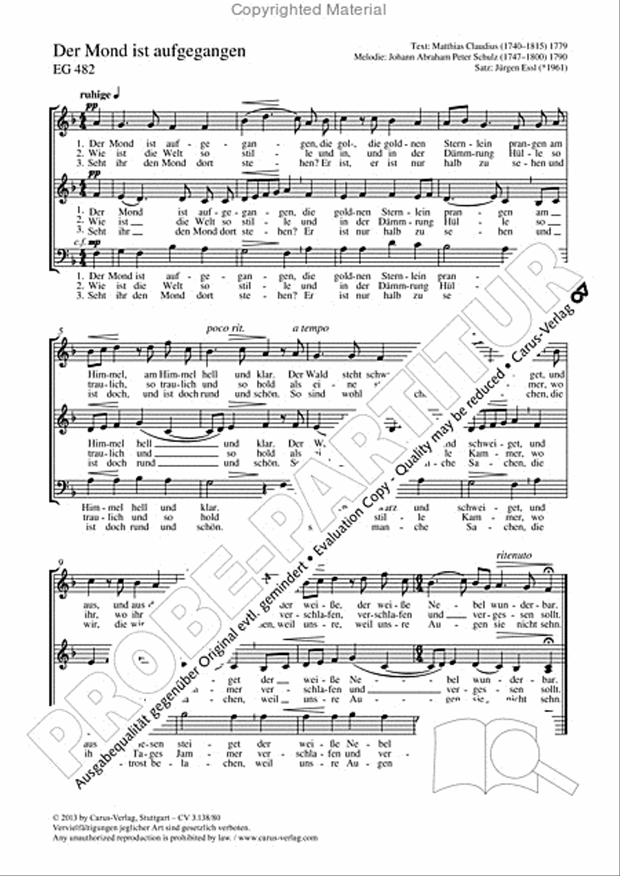 Der Mond ist aufgegangen Der Mond ist aufgegangen Women's Choir scores gallery preview page 2