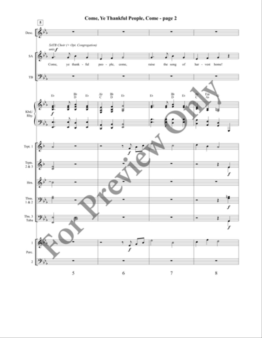Come, Ye Thankful People, Come Orchestraton Brass Ensemble scores gallery preview page 4