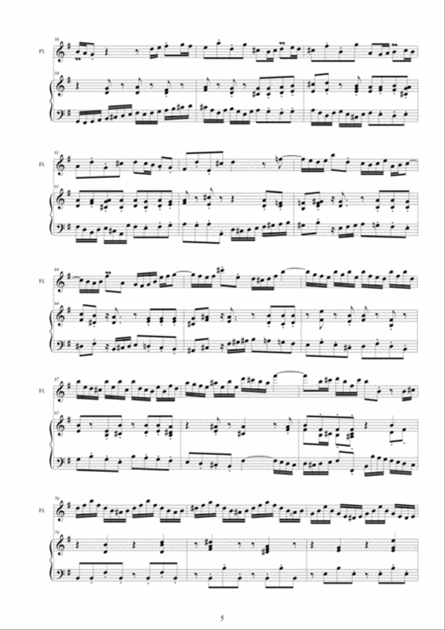 Bach - Flute Sonata in E minor BWV 1034 for Flute and Harpsichord (or Piano) Flute Solo scores gallery preview page 5