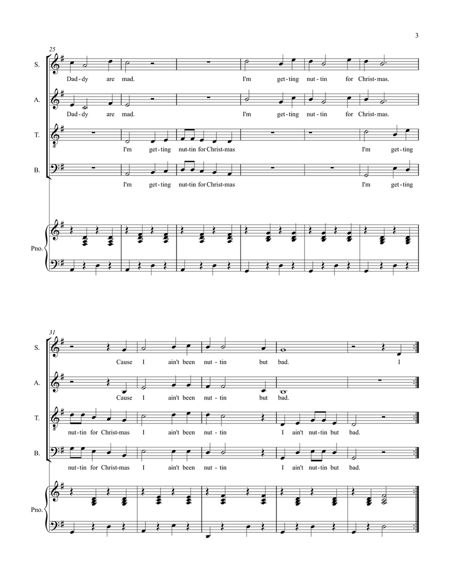 Nuttin' For Christmas Nuttin' For Christmas 4-Part scores gallery preview page 4