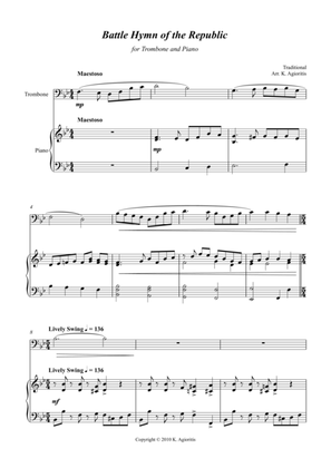 Book cover for Battle Hymn of the Republic - a Jazz Arrangement - for Trombone and Piano