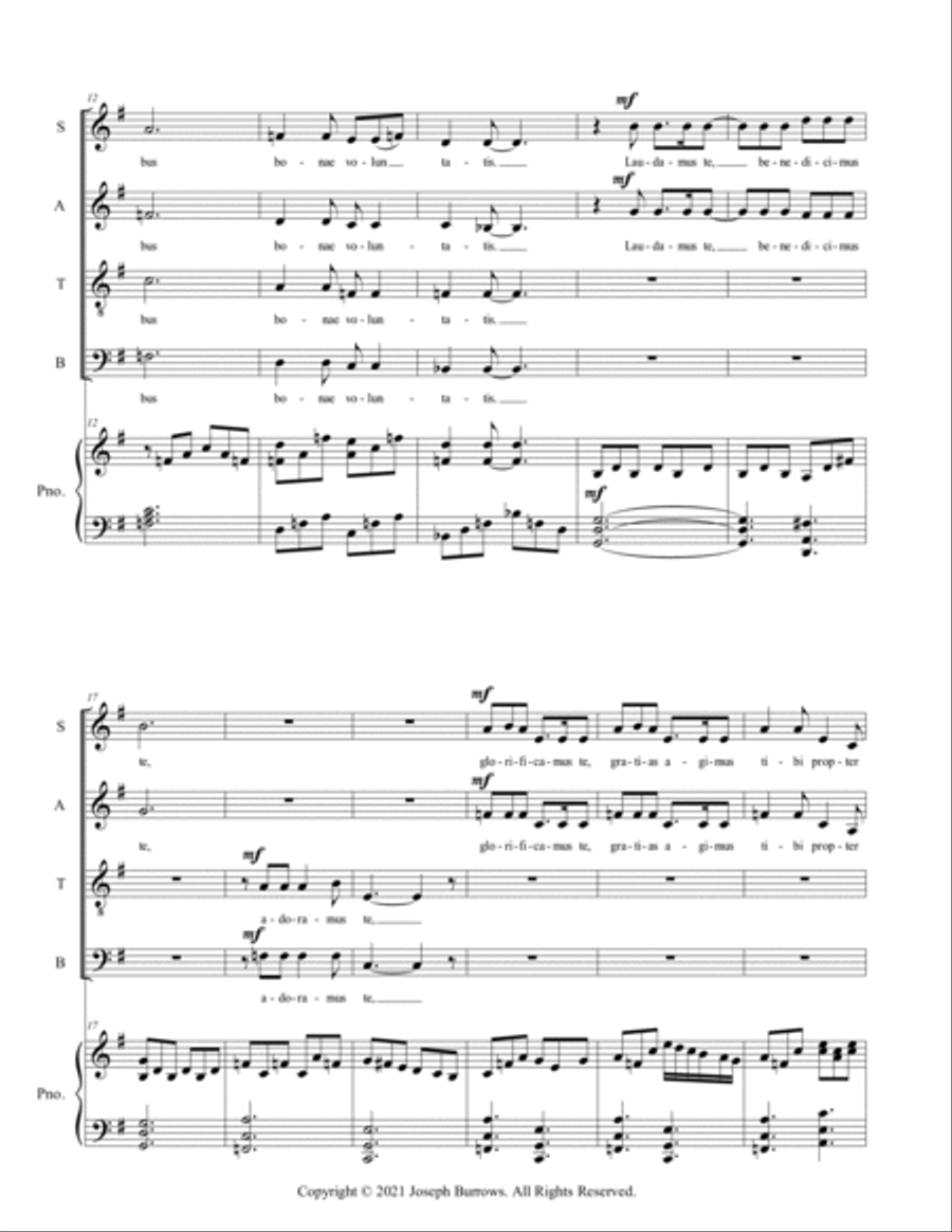 Gloria from Mass for Saint Joan of Arc - Vocal Score Divisi scores gallery preview page 2