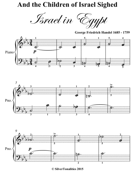 And the Children of Israel Sighed Israel In Egypt Easiest Piano Sheet Music