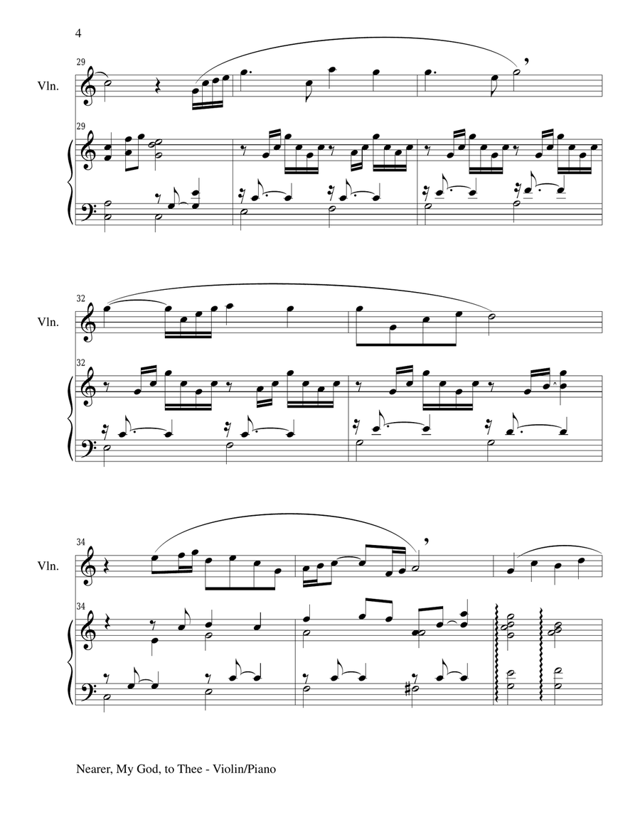 NEARER, MY GOD, TO THEE (Violin Piano and Violin Part) Violin Solo scores gallery preview page 4