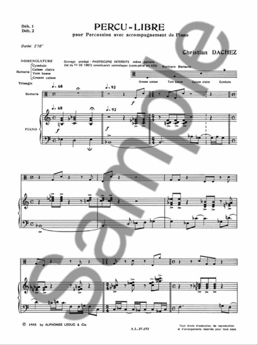 Percu-libre (percussion(s) & Piano) Piano Accompaniment scores gallery preview page 2